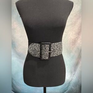 Bebe Elegant Black and Silver Sparkling Women's Belt Y2K